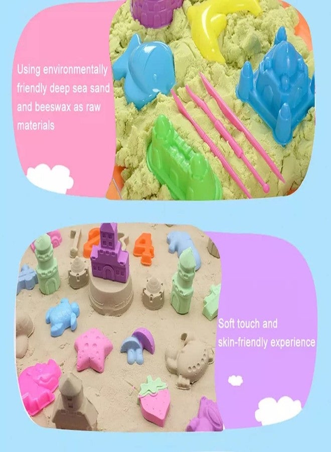 Firstly 800 Grams Moving Sand Art Set with 4Casual Moulds, 3 Tools| Sand Art Kit Beach Toys for Kids Girls Boys Play Sand for Kids - Image 2